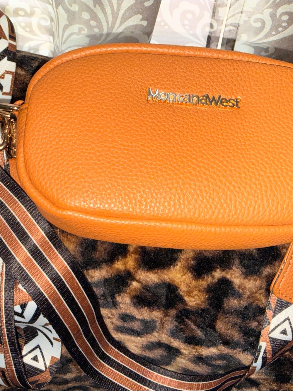 Montana West Camel Brown Leather Crossbody Bag-Western